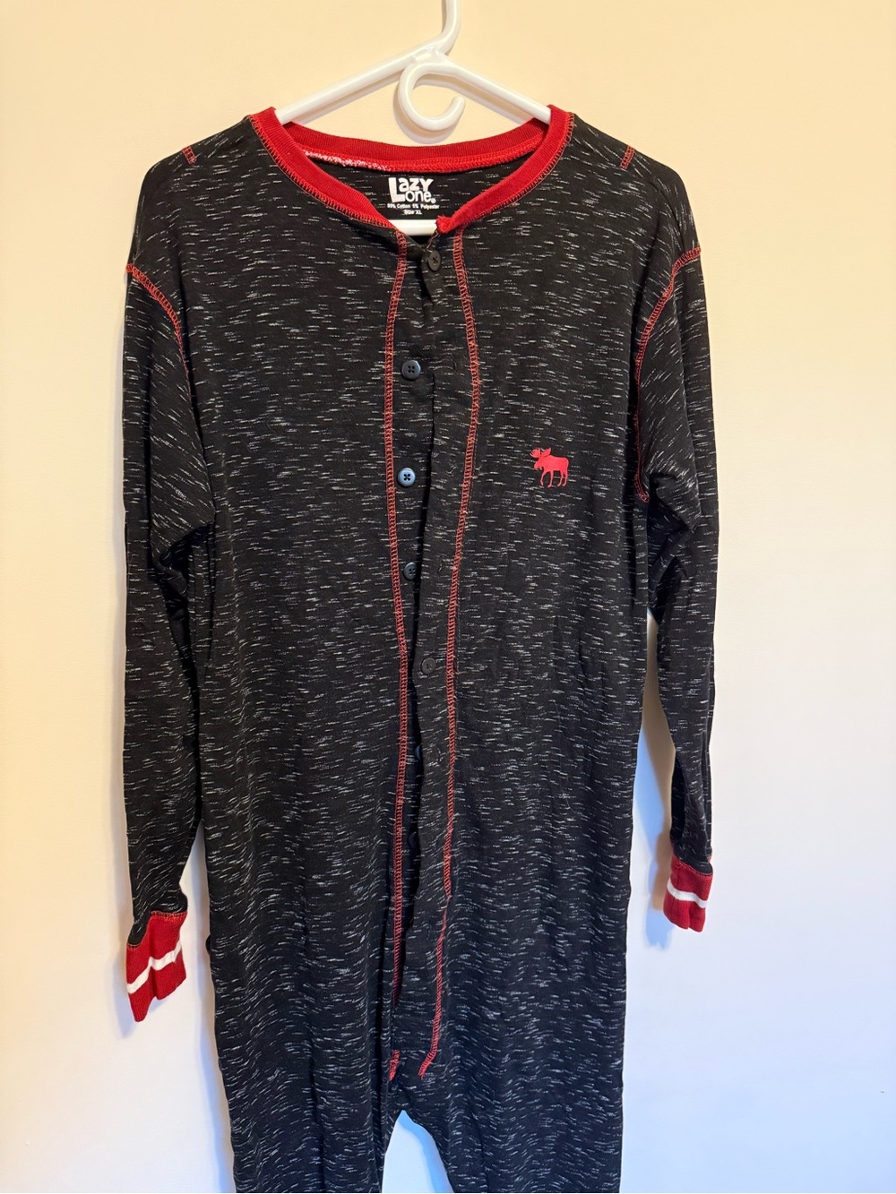 Lazy One Black with Red Trim Moose Zip-Style One-Piece